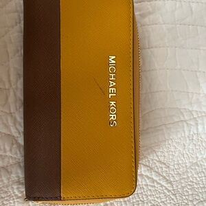 Michael Kors Two-Tone Yellow and Brown Wallet